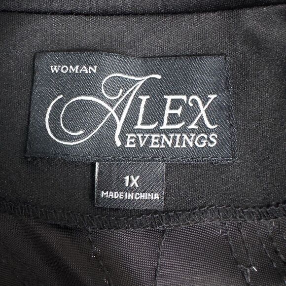 Alex Evenings Sequin Twinset Mandarin Neck Womens 1X Black Silver Event Formal - Picture 3 of 16
